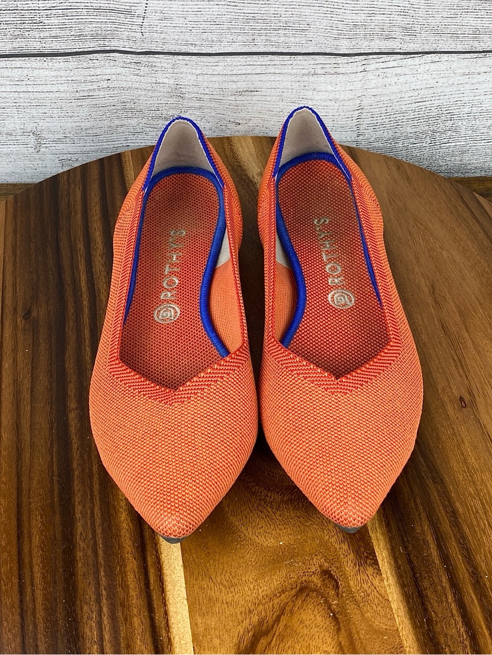 Rothy’s The Point Persimmon Orange Knit Flats Women’s Shoe Size 12